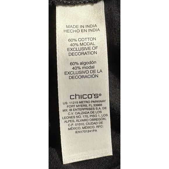 Chico’s Black Knit Top with White Appliqué and Pearl Beads Long Sleeve Sz 3 (XL) - Picture 4 of 4